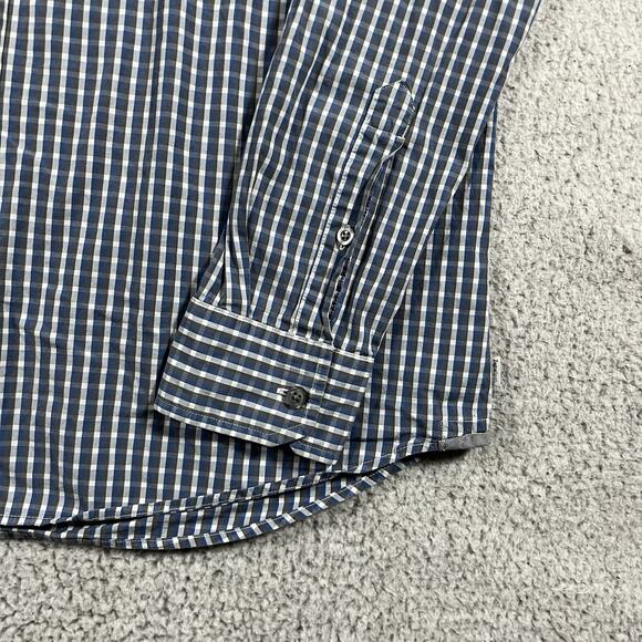 Ermenegildo Zegna Sport Shirt Men XL Blue Check Long Sleeve Button Down Slim Fit - Picture 6 of 16